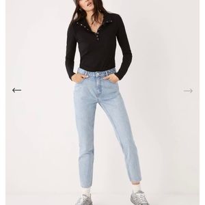Frank and Oak | The Stevie High Waisted Non-Stretch Jean in Light Indigo